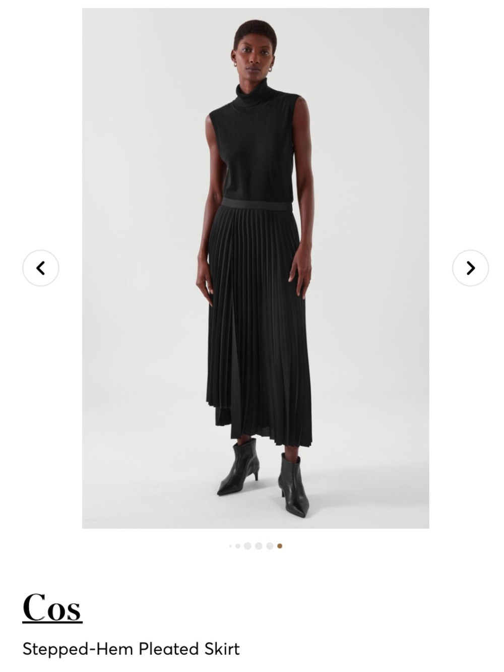Cos Black Stepped-Hem Pleated Skirt - Women sizes Small and Medium NEW